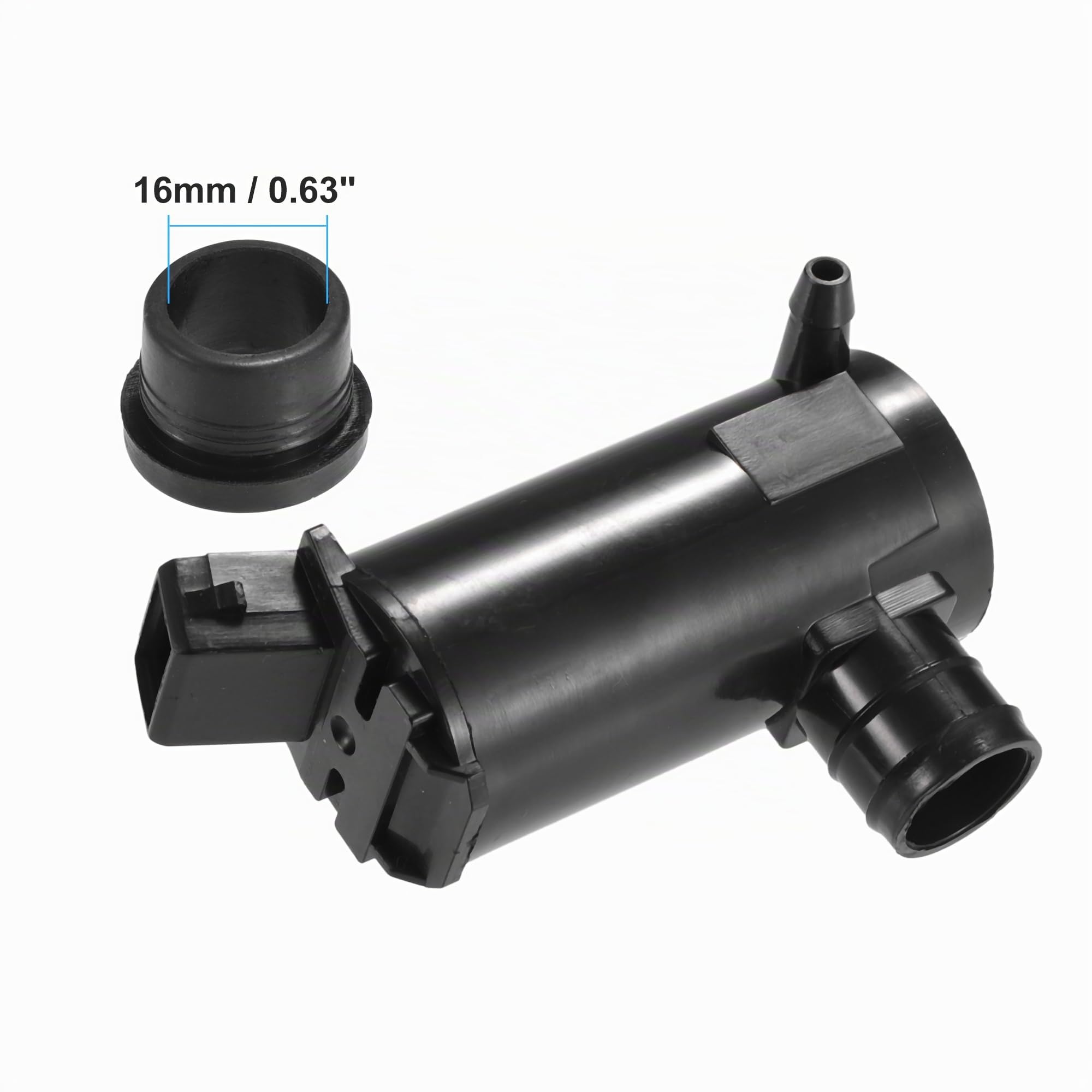 A ABSOPRO Motor De Bomba De Lavaparabrisas Para Ford Transit Mk5-6 91-14 | Color: Negro, Material: Plástico, Caucho, Pines: 2, Medidas: 78X47X39Mm, Oe: 93Bb-17K624-Aa, Anillo: 16Mm
