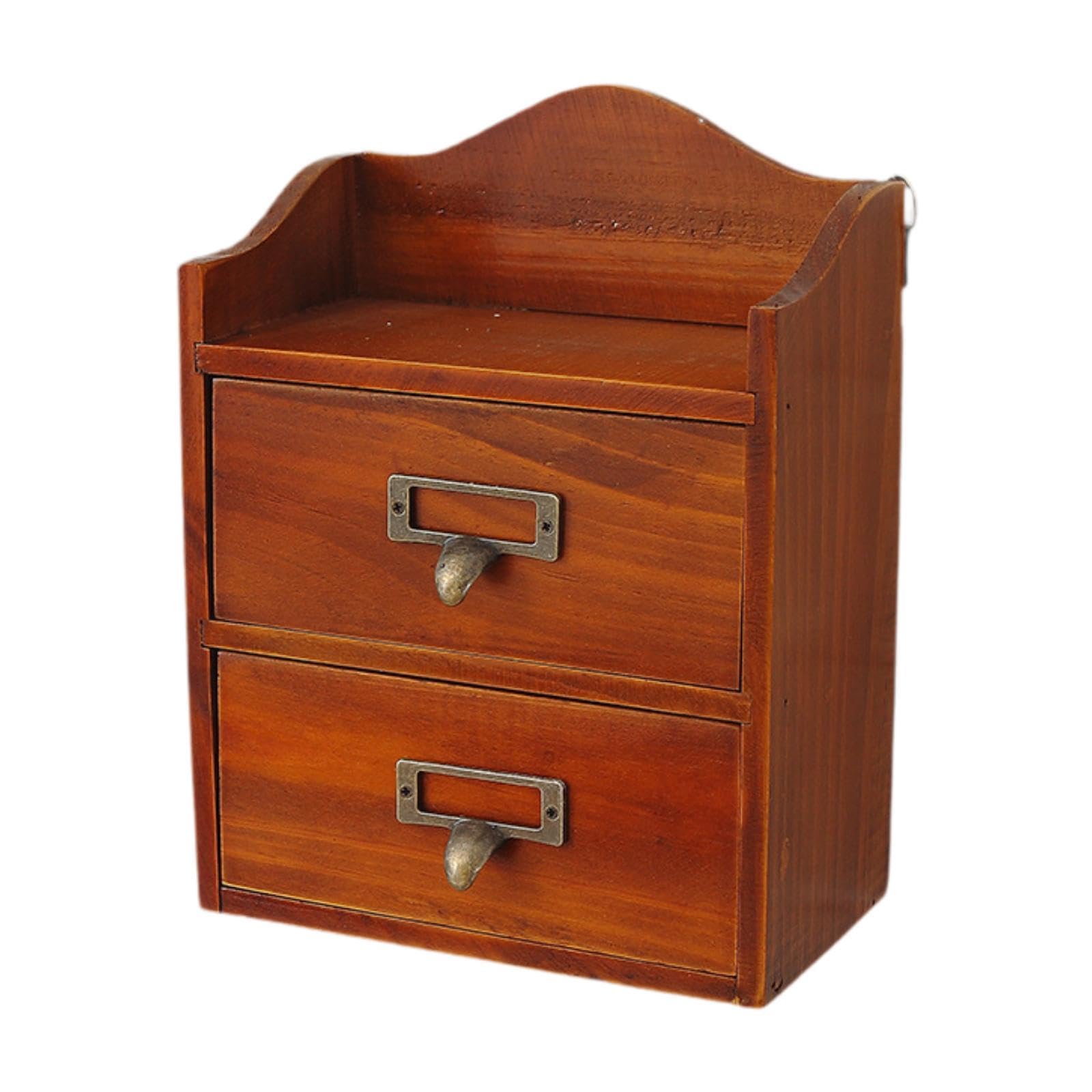 ATORSE Desktop Drawer Storage Box with 2 Drawers Storage Case for Workspace Counter Brown-image-48