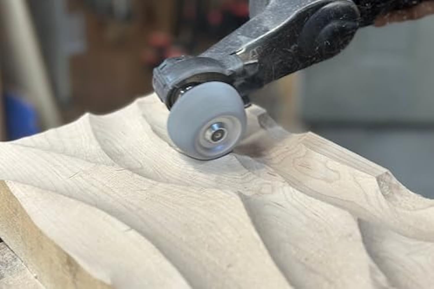 Kutzall Original Contour Wheel, 2" (50.8mm) Dia. X 3⁄8" (9.5mm) Bore, Fine - Wood Carving Die Grinder Accessory for Milwaukee, DeWalt, Bosch. Adapter Included. Abrasive Tungsen Carbide, CW200O230