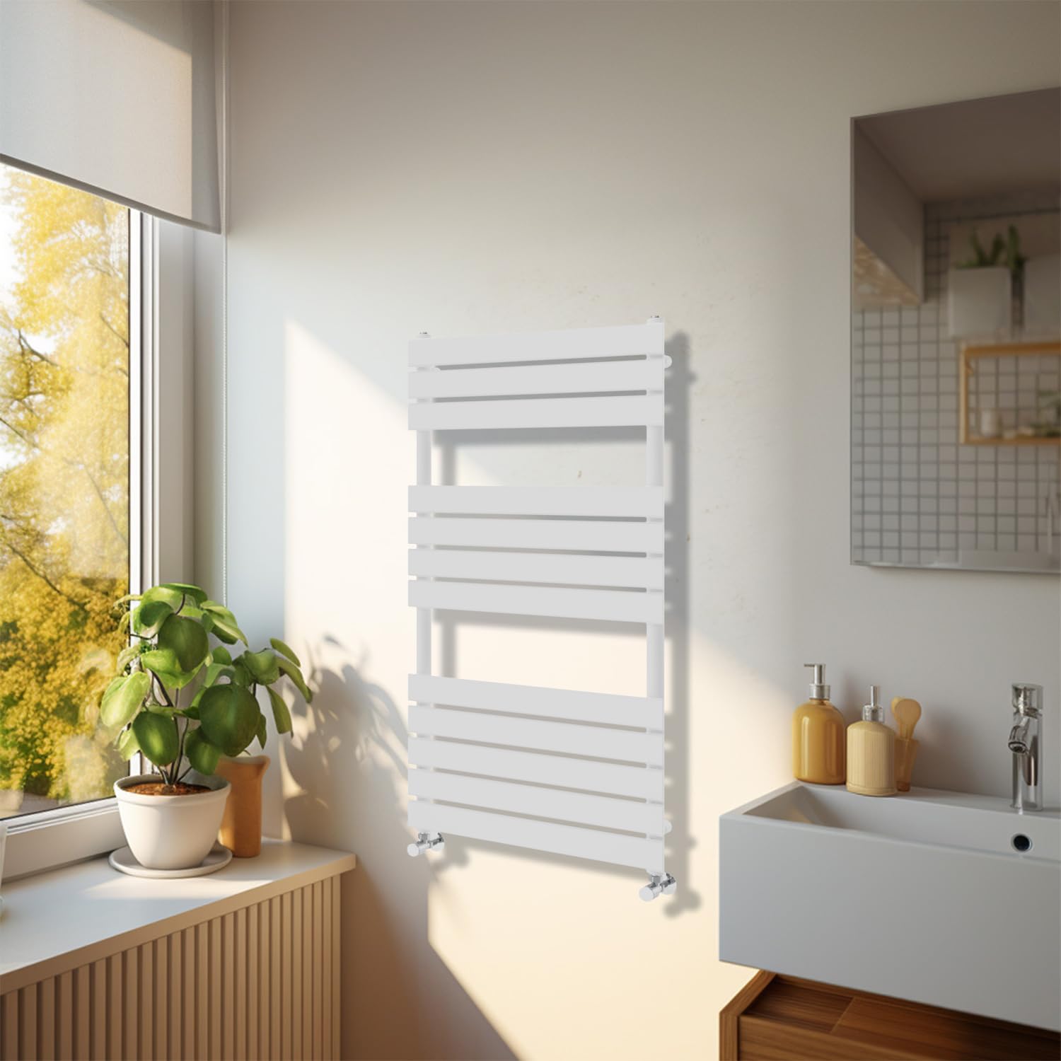 Nrg White Modern Bathroom 1200 X 600Mm Flat Panel Heated Towel Rail Radiator For Living Room And Kitchen