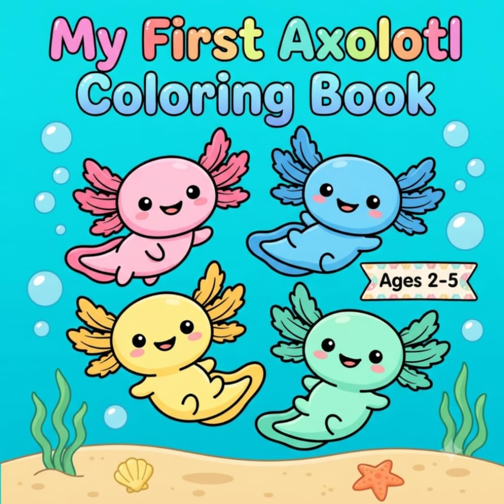 My First Axolotl Coloring Book: 30 Cute & Simple Axolotls to Color | Bold & Easy Coloring Book for Toddlers Ages 2-5 (My first coloring books)