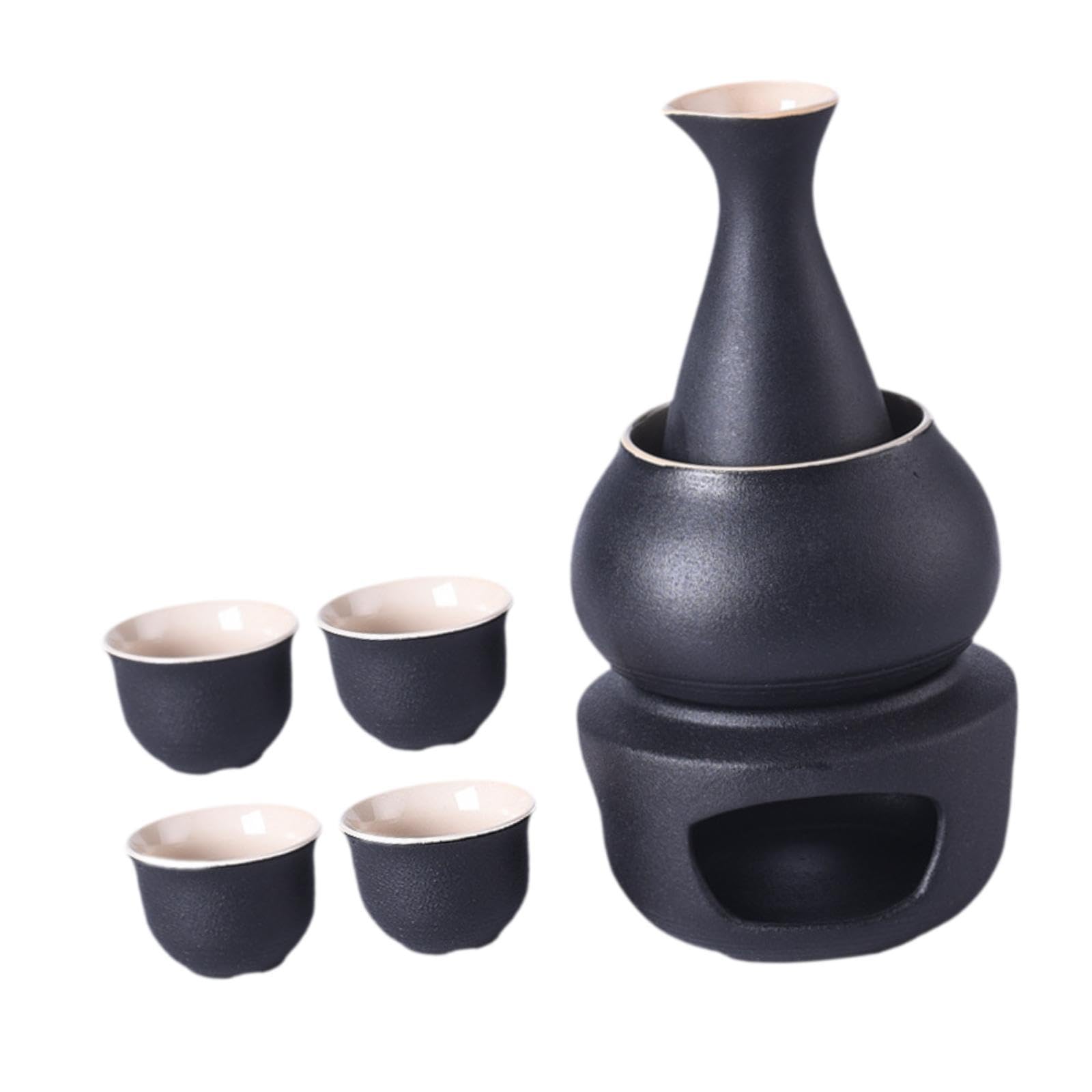 Gralara Service à Saké En Céramique avec Réchaud Traditionnel, Cadeau pour Restaurant à Domicile