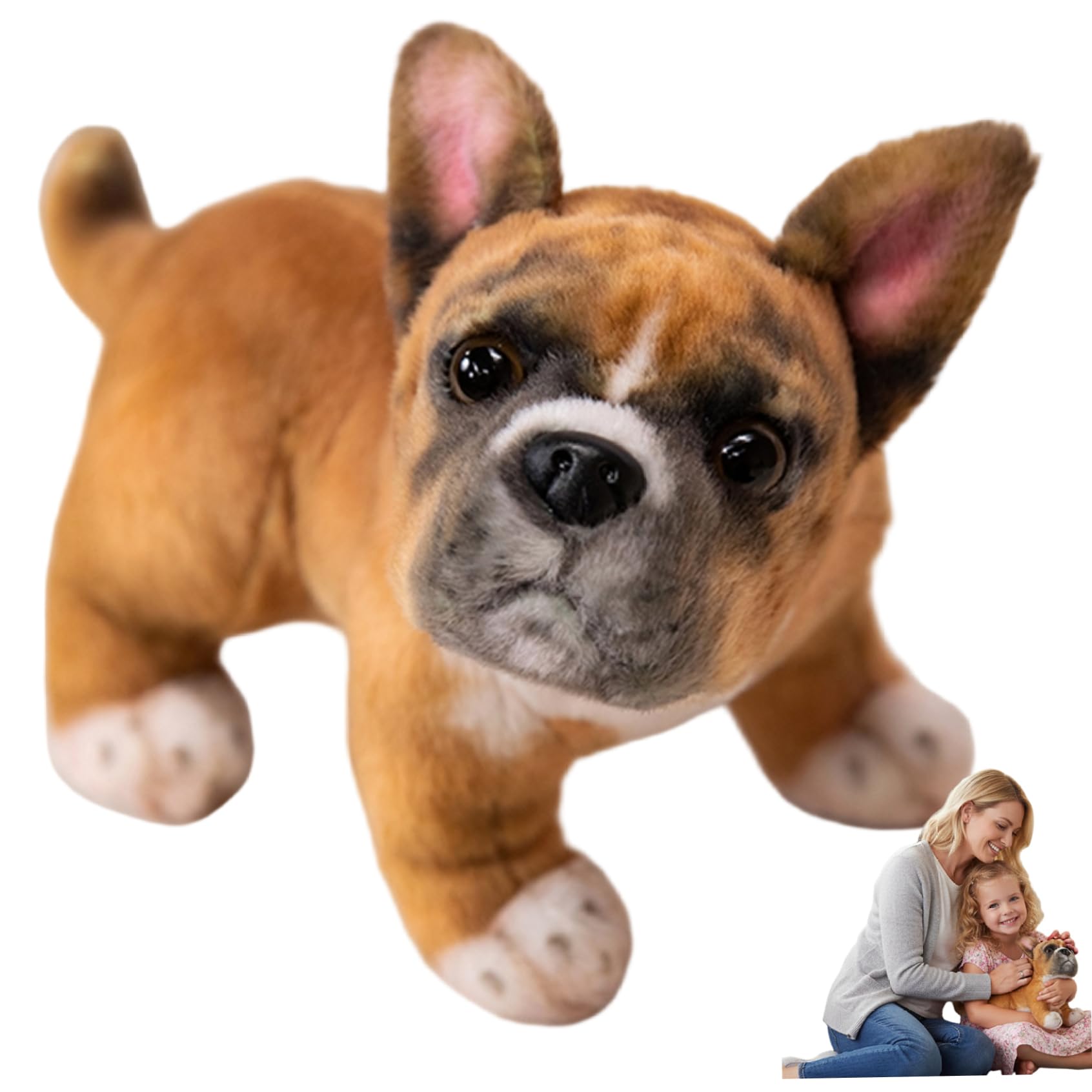 Temeemeg French Bulldog Stuffed Animal Ultra Soft Realistic Frenchie Plush Toy 8.7 Inch Lifelike Stuffed Animal Dog for Kids Home Decor & Present