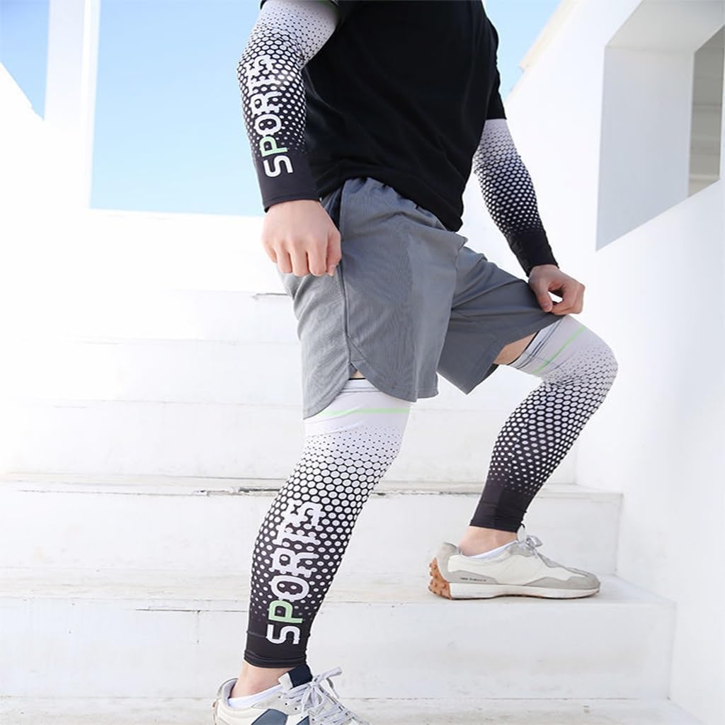 Manches De Jambe Compression Anti-UV - Noir Taille M Pour Cyclisme Et Sport
