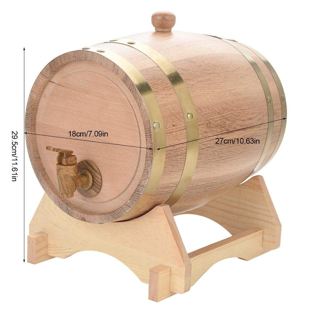 Estink Tonneau Chêne, 5L Tonneau de Vin Vendange en Bois de Chêne pour Stockage Le Port de Bière Whiskey Rum