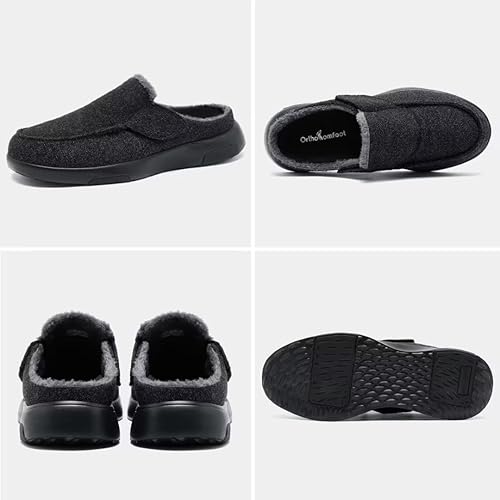 Miniatura 3 de OrthoComfoot Pantuflas de invierno para hombre con soporte de arco para fascitis plantar, pies planos, cómodos zapatos acolchados para caminar,