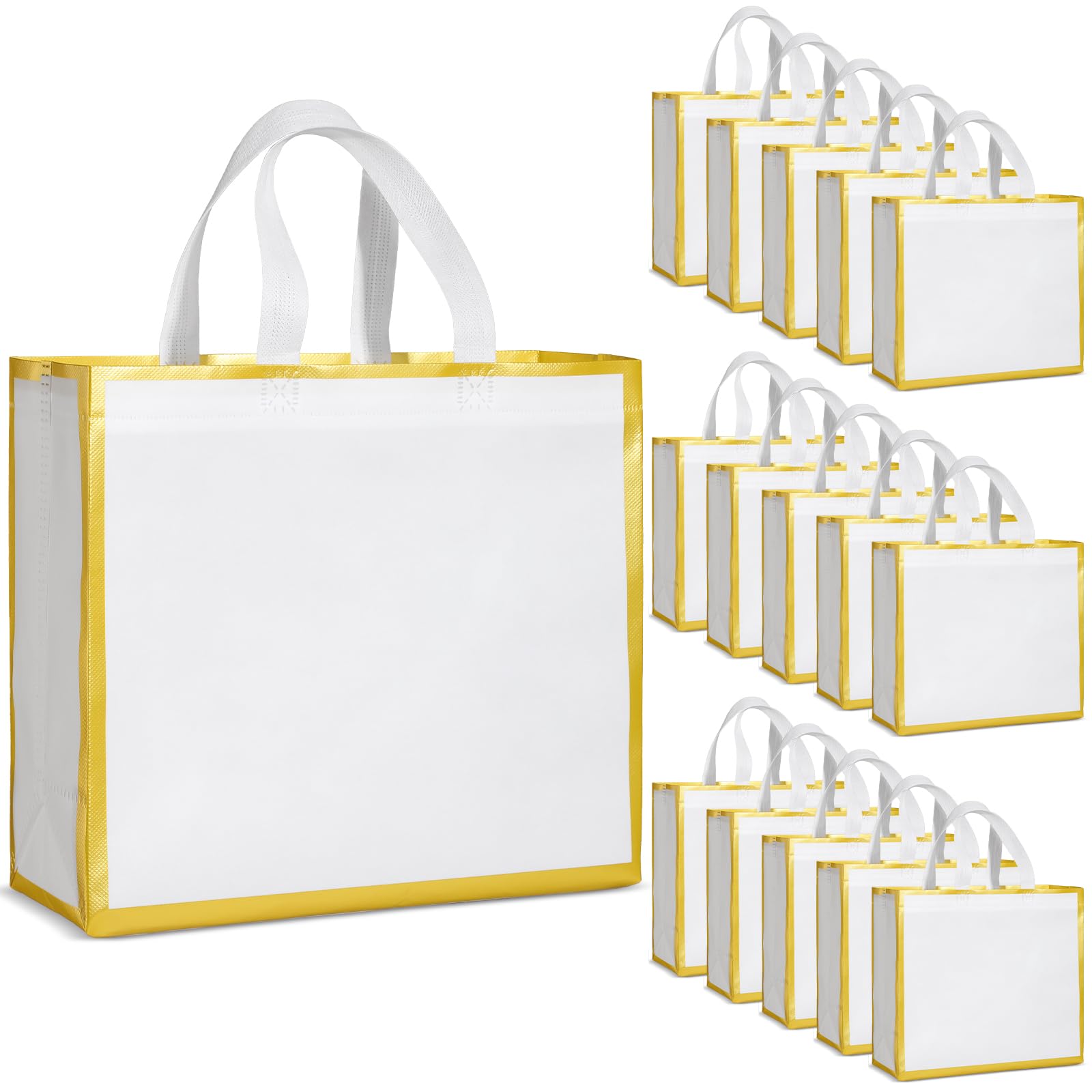 Sweetude 16 Pcs Reusable Gift Bags with Handles Non Woven Reusable Goodie Gift Tote Bags for Wedding Shopping Retail Birthday Holiday Graduation