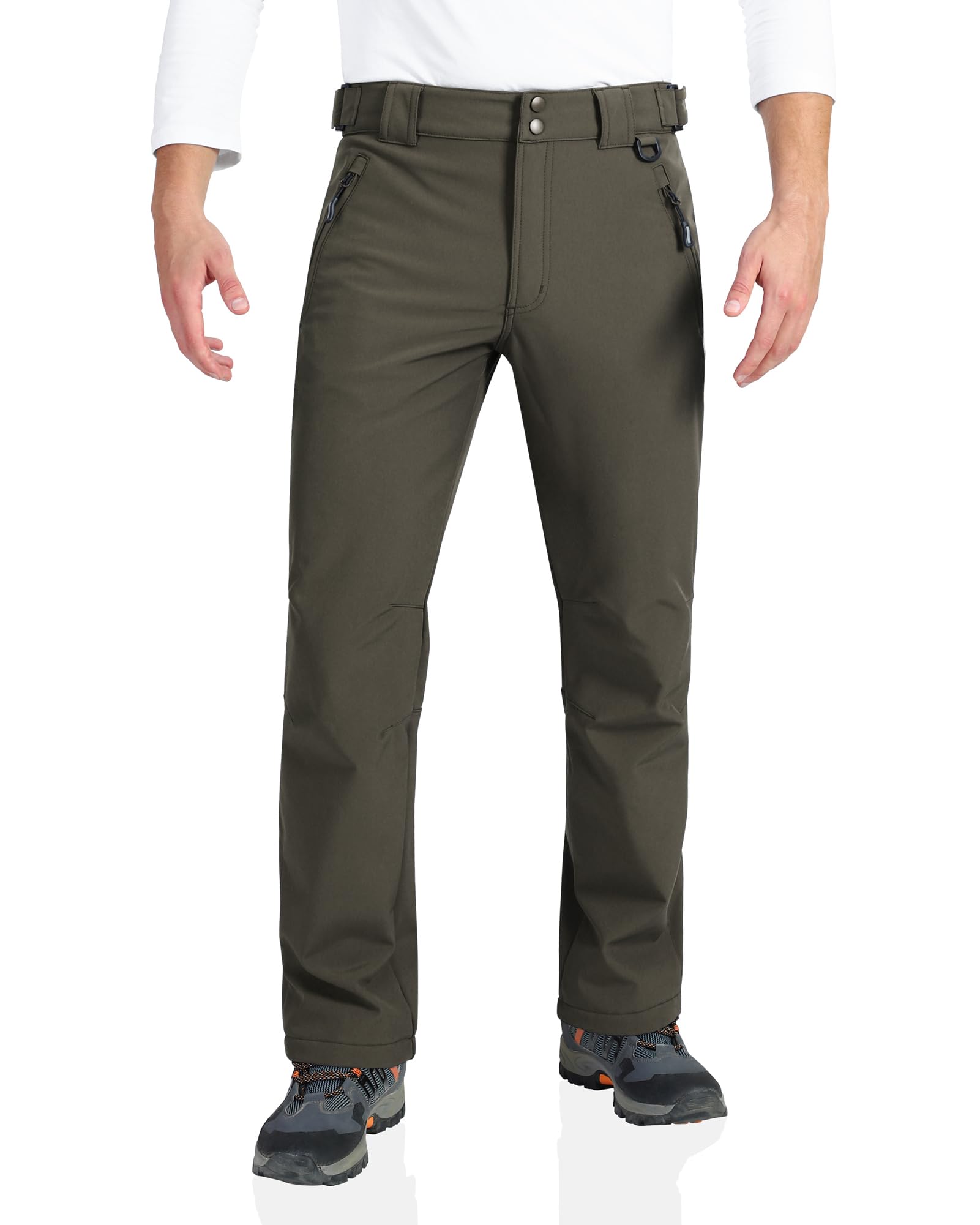 Outdoor Ventures Men's Lite Waterproof Windproof Fleece Lined Warm Hiking Ski Snow Pants Expandable-Waist — view 18