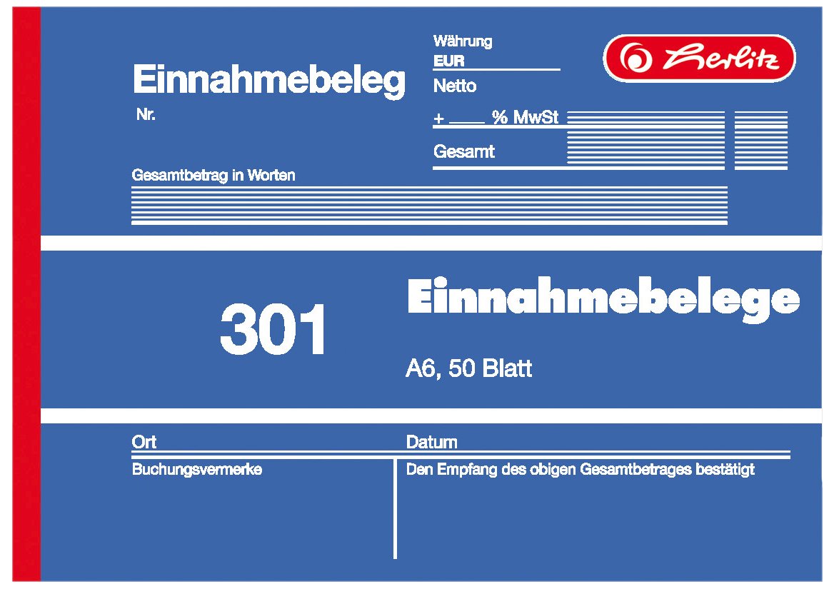 Herlitz Receipts A6,1 piece,50 Sheets
