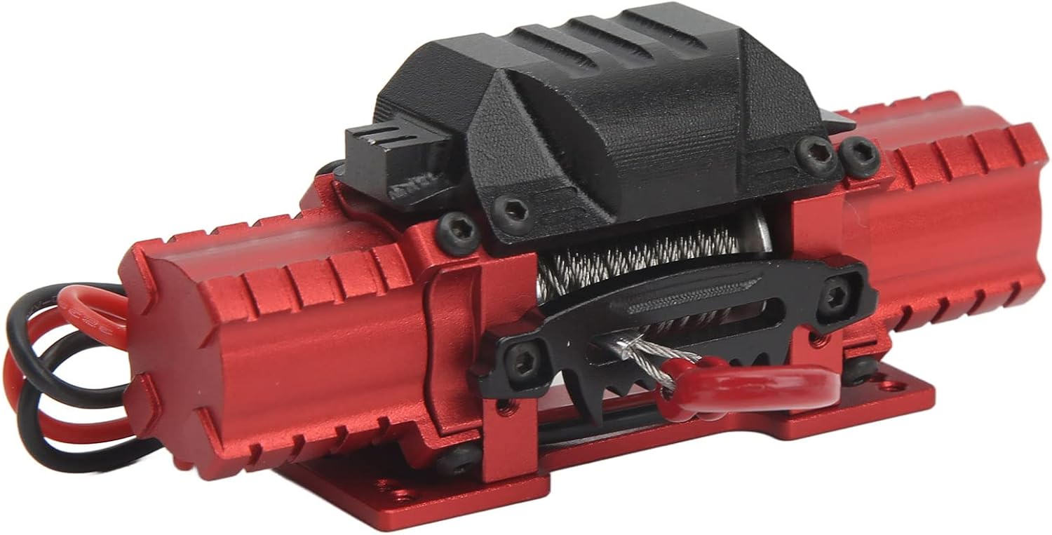 SUNGOOYUE RC Car Winch, Professional Aluminium Alloy High Simulation RC Climbing Car Dual Motor Power Winch for Cars(Red)