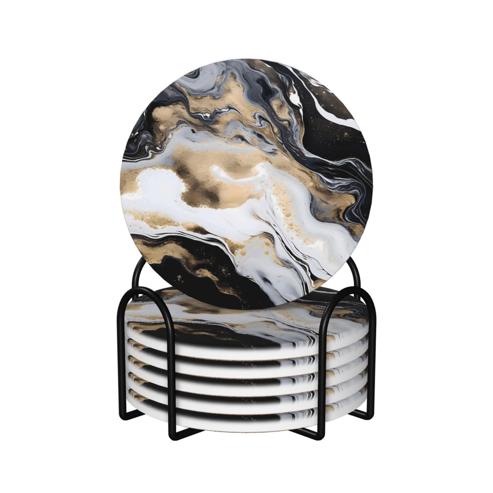 Dessous de verre marbre or en céramique antidérapante chic pour salon