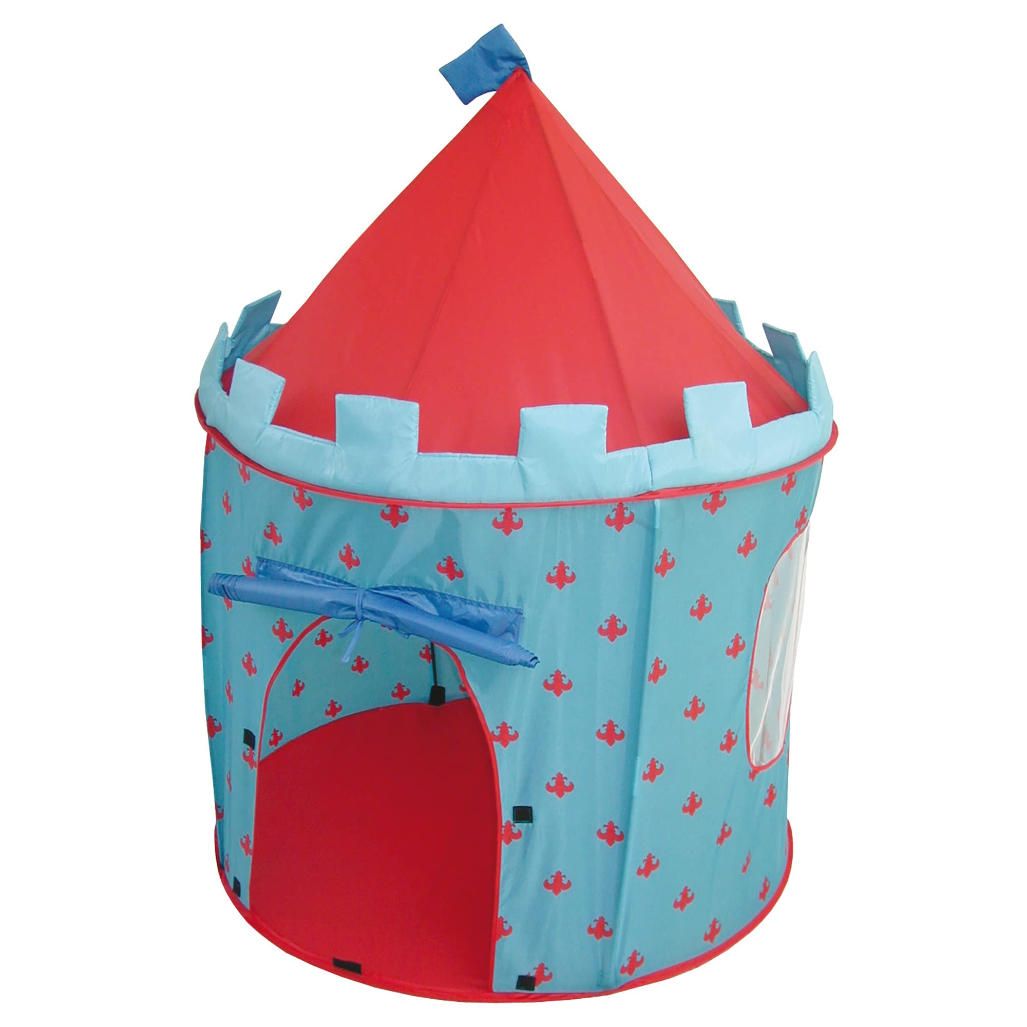 roba Tente de Jeu Enfant "Ritterburg" Pop-Up - Château de Chevalier + Sac - Bleu/Rouge