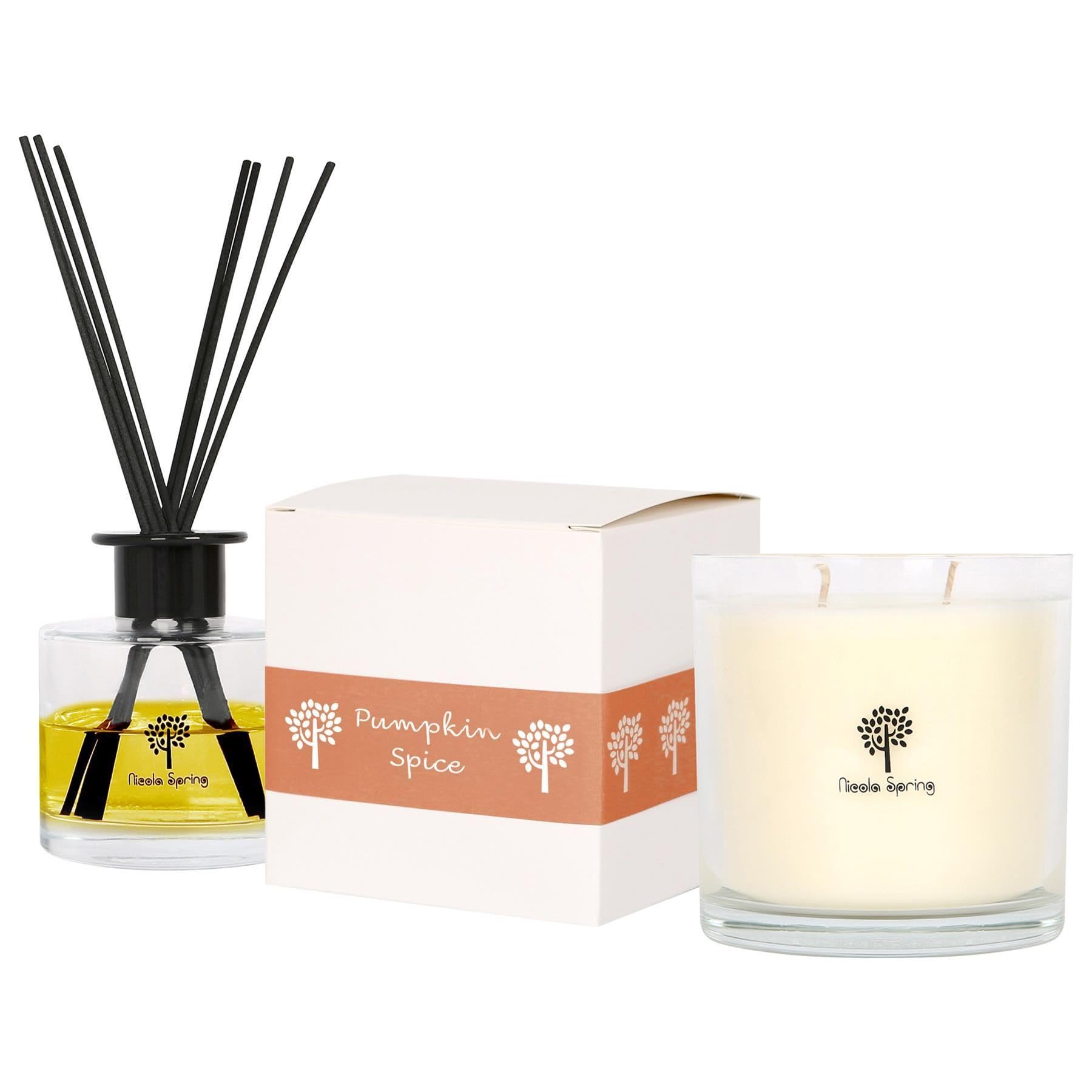 Nicola Spring Pumpkin Spice Scented Candle & Diffuser Set400G Natural Soy Wax Candle & Home Air Freshener Set from B&Q