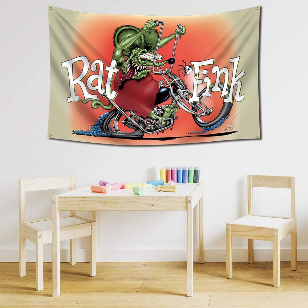 Amazon.com: kruboy Rat Flag Fink Motorcycle Racing Poster Banner