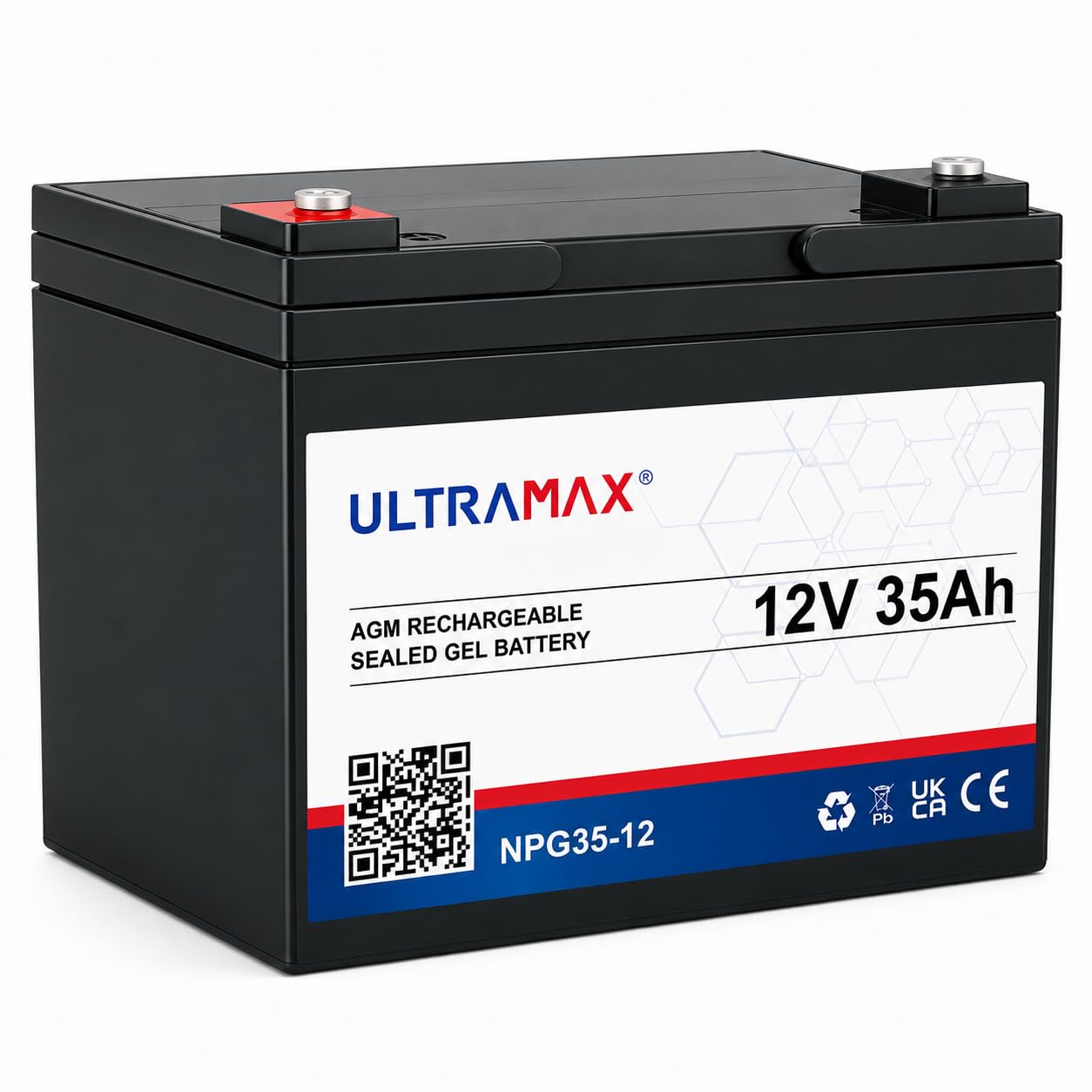 UltraMax NPG35-12, 12V 35Ah 20HR 36 trous Batterie pour chariot de golf (30 Ah, 31 Ah, 32 Ah, 33 Ah, et 36 Ah)