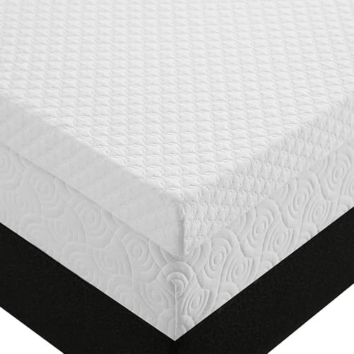 Cubrecolchón de espuma viscoelástica de 2 pulgadas tamaño Queen con funda de bambú extraíble y lavable Queen de 2 pulgadas