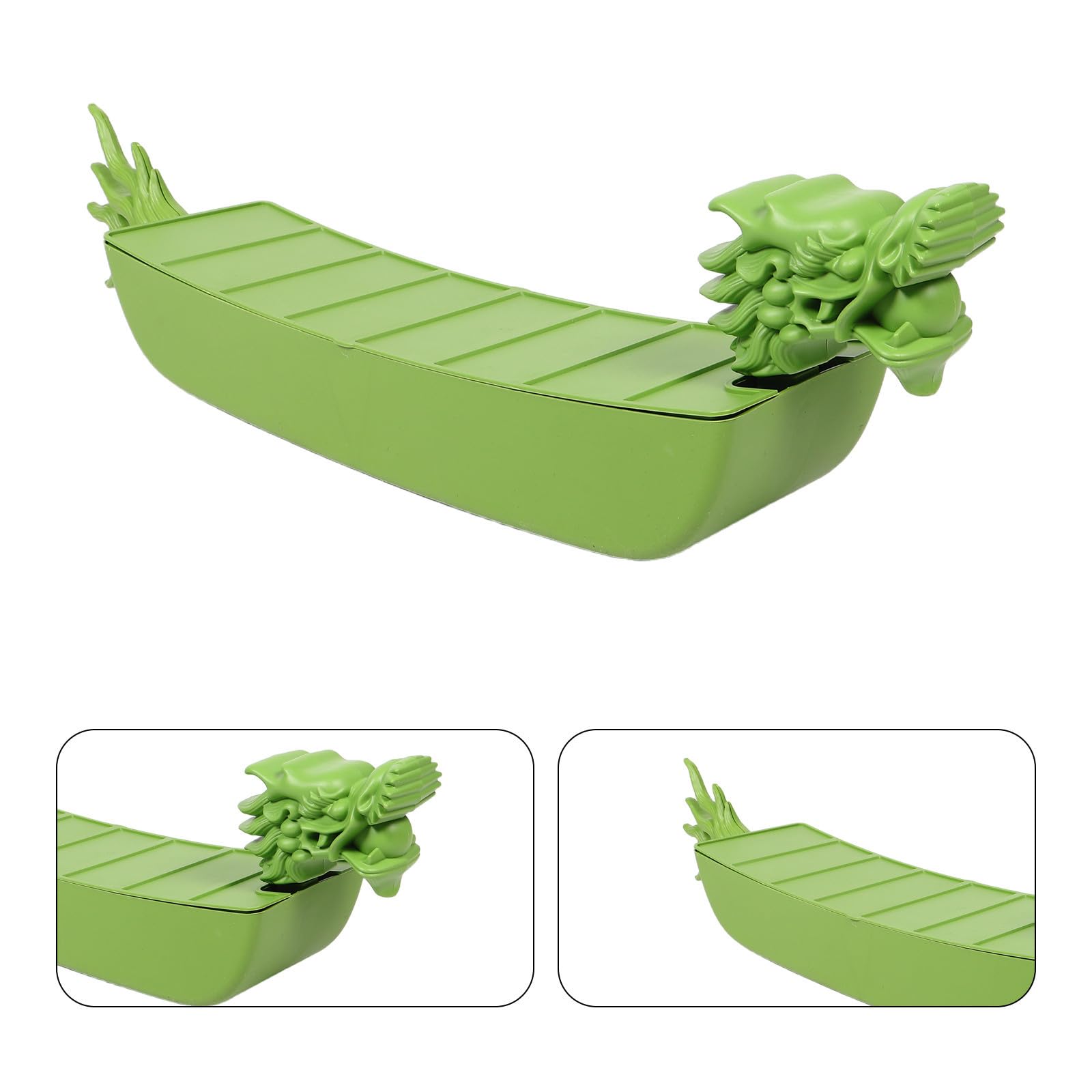 iplusmile Bandeja para Servir Forma de Barco Dragón para Zongzi | Verde, Plástico, 80x20x15cm, Apta para Snacks y Fruta, para Fiestas y Cenas Familiares