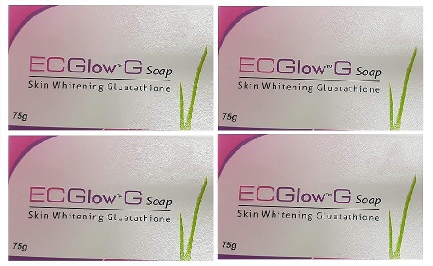 Pack of 4 EC Glow G Skin Whitening Glutathione Soap, 75g each (4)