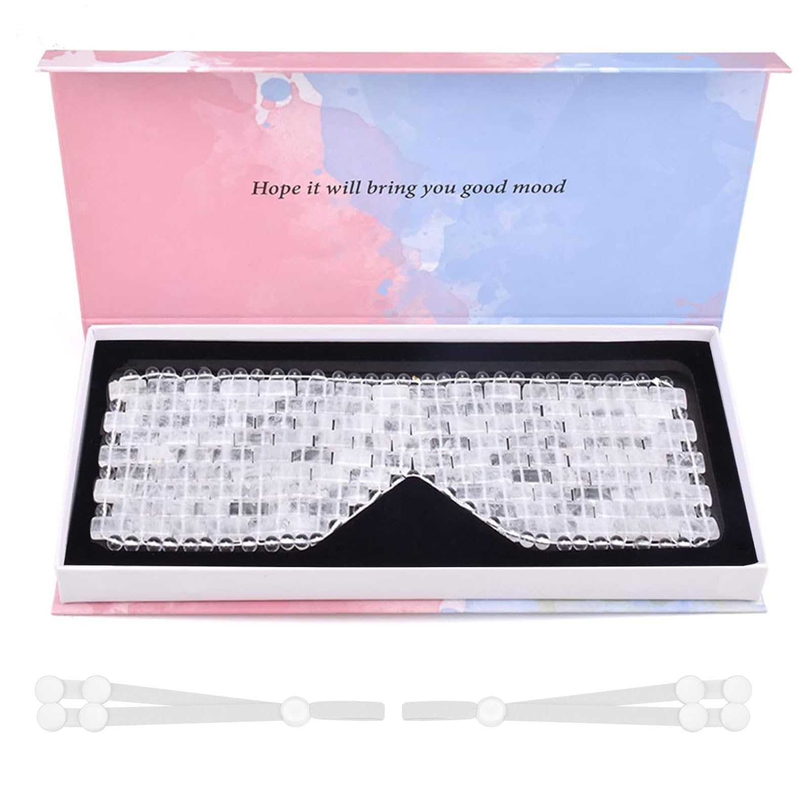 ideayard Crystal Eye Mask - Cooling Jade & 100% Clear Quartz Soothe Mask,Anti-Aging Hot or Cold Using, Eye Mask for Puffy Eyes