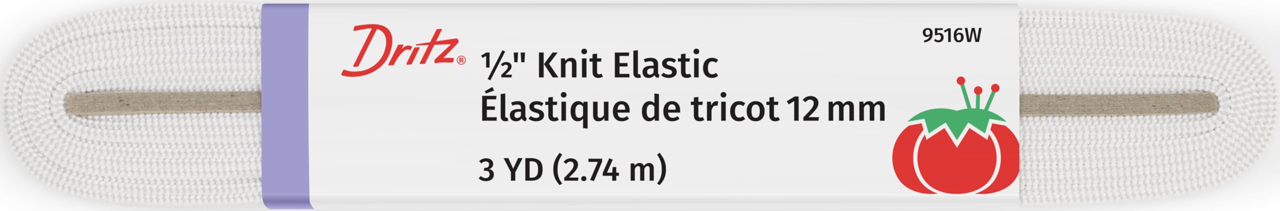 Dritz 9516W Tejido elástico, 1/2" x 3 Yardas, Blanco