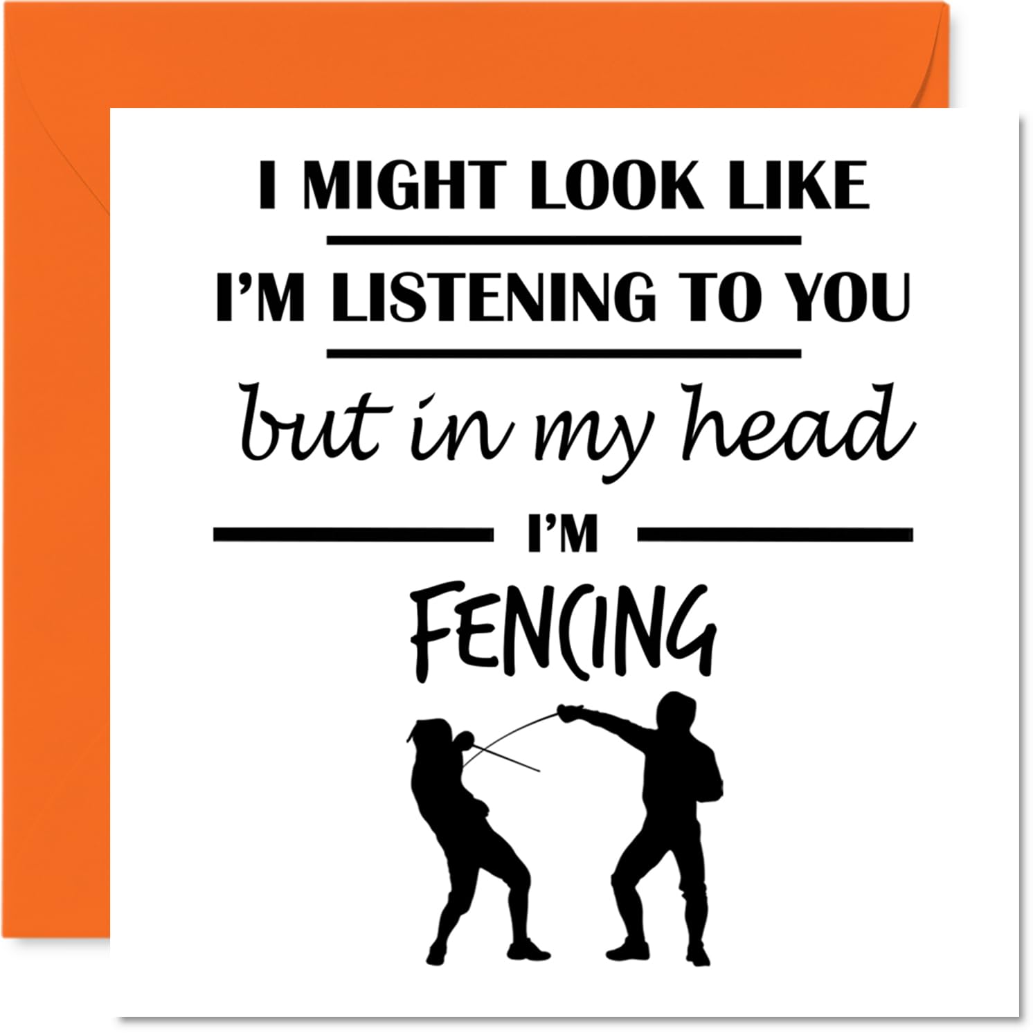 Fencing Birthday Card for Men Women - In my Head - Happy Birthday Card for Uncle Nanny Colleague Grandma, 145mm Bday Greeting Cards