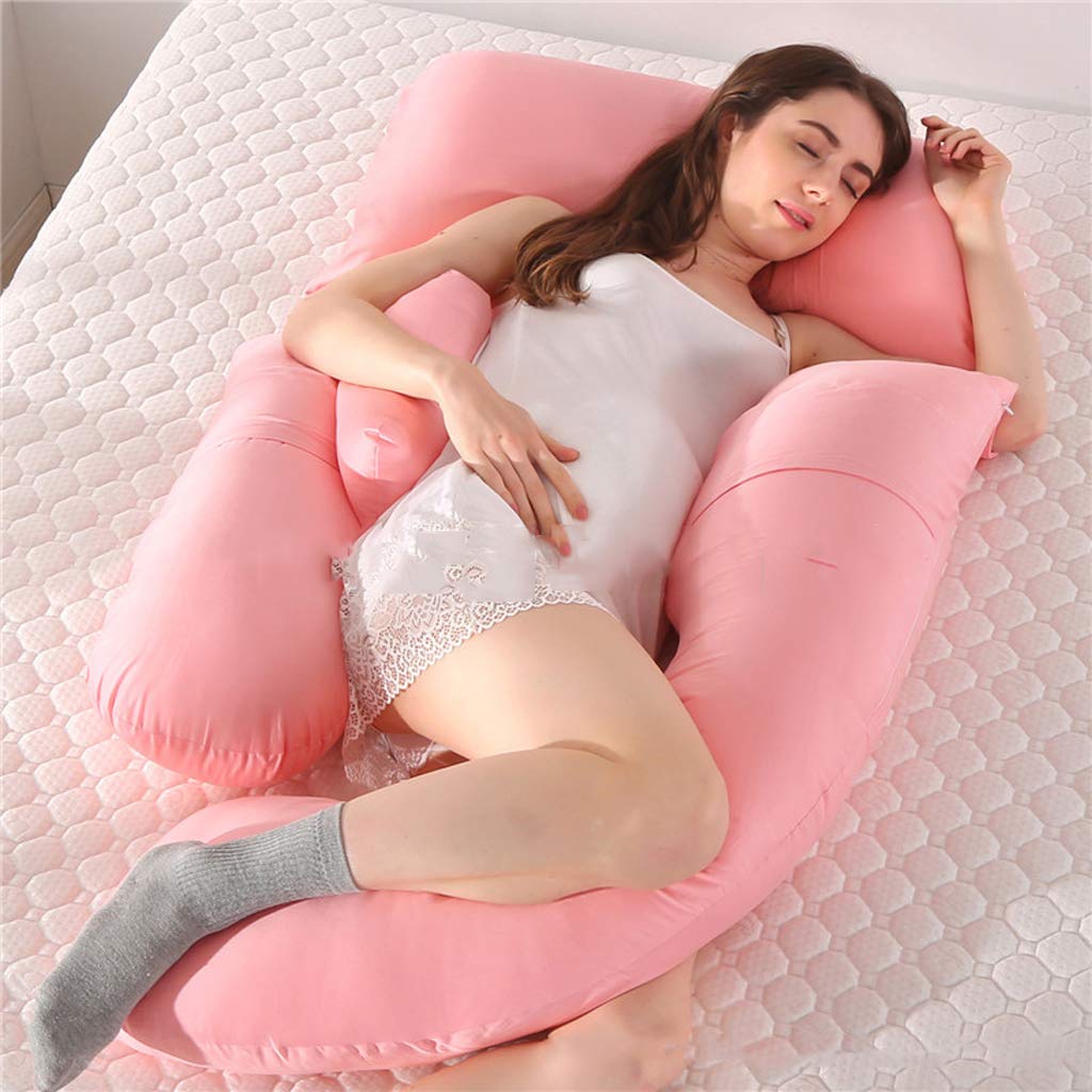 YQ&TL Body Pillows Maternity Pillow Pregnancy Pillow Big U Pillow Maternity Back Support Cuddle Nursing Breastfeeding Full Length Support with Removable Washable Zipped Cover Pink