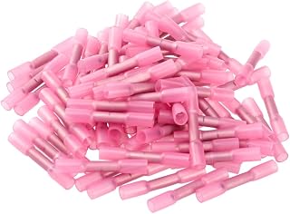 CHILDWEET 100Piezas Conectores Termorretráctiles De Crimpado Rosa Aislantes Impermeables Para Empalmes De Cables Eléctricos