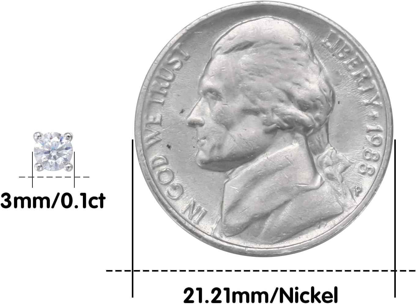 BREN Moissanite Earrings S925 Sterling Silver Imitation Diamond Earrings 18k White Gold Moissanite Earrings for Men D Color Brilliant Round Cut Moissanite Stud Earrings for Women - Image 7