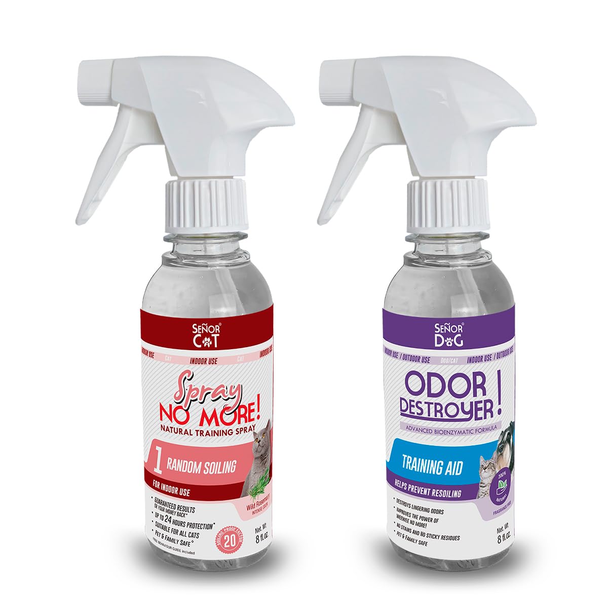 SEÑOR CAT™ Spray No More! Random Soiling Kit 8oz (Level 1). Cat Training Spray for Indoor use. Pet Safe Formula