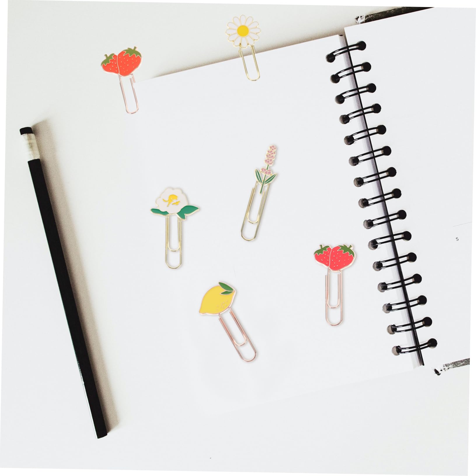 Gadpiparty 4 Set Segnalibro Di Clip Di Carta Da Frutto Graffetta Per Fogli Ufficio Clip Di Carta Decorativa Documento Adornare Graffette Piccole Clips in Metallo Lega Di Zinco 6 Pezzi*4