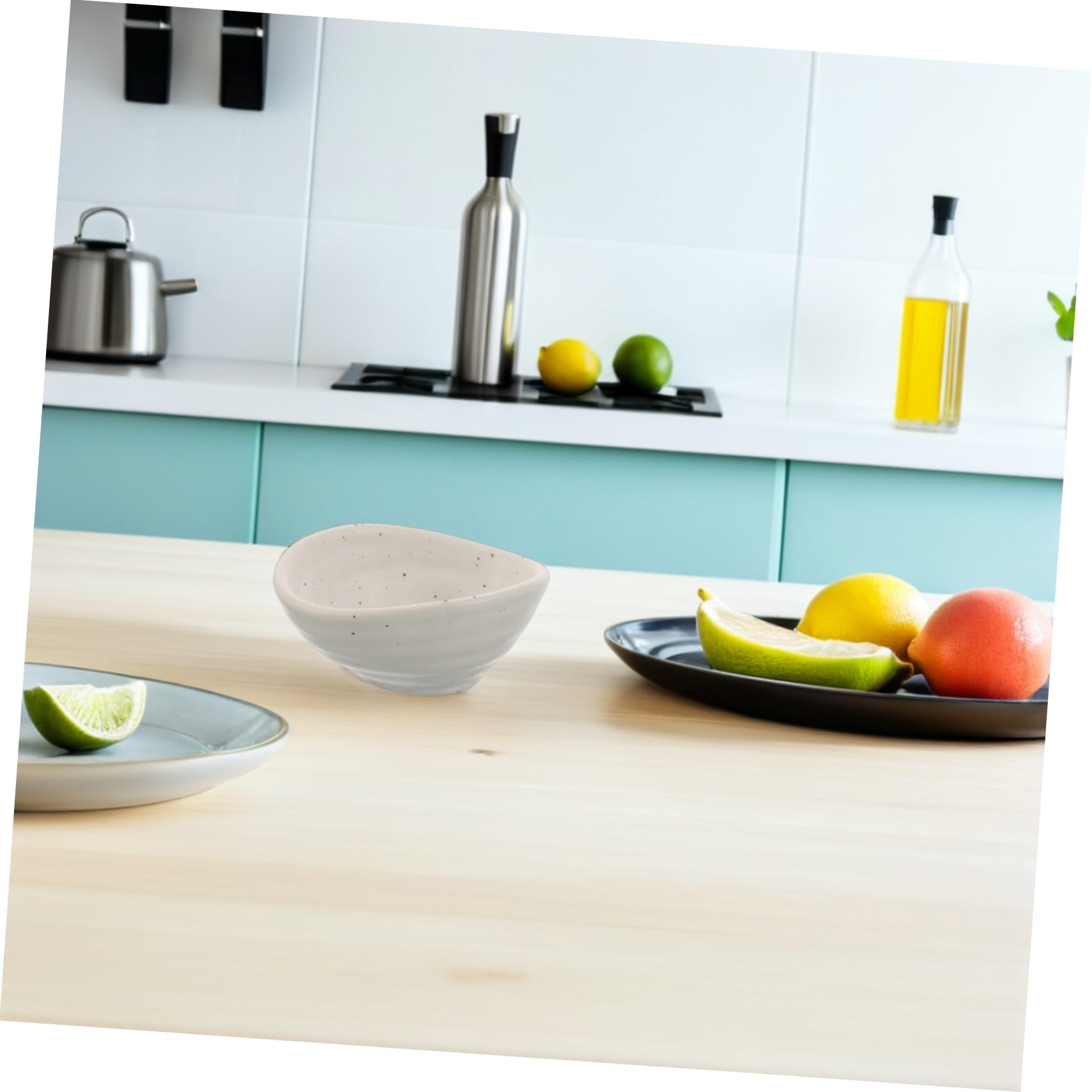 LABRIMP Plat à Sauce en Céramique Blanc Lot de 4 Style Japonerie