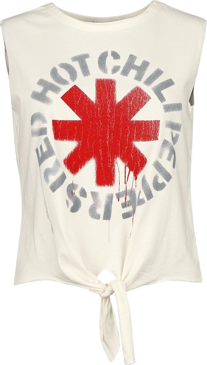 Red Hot Chili Peppers Amplified Collection - Stencil Asterix Femme Top Blanc Regular/Coupe Standard
