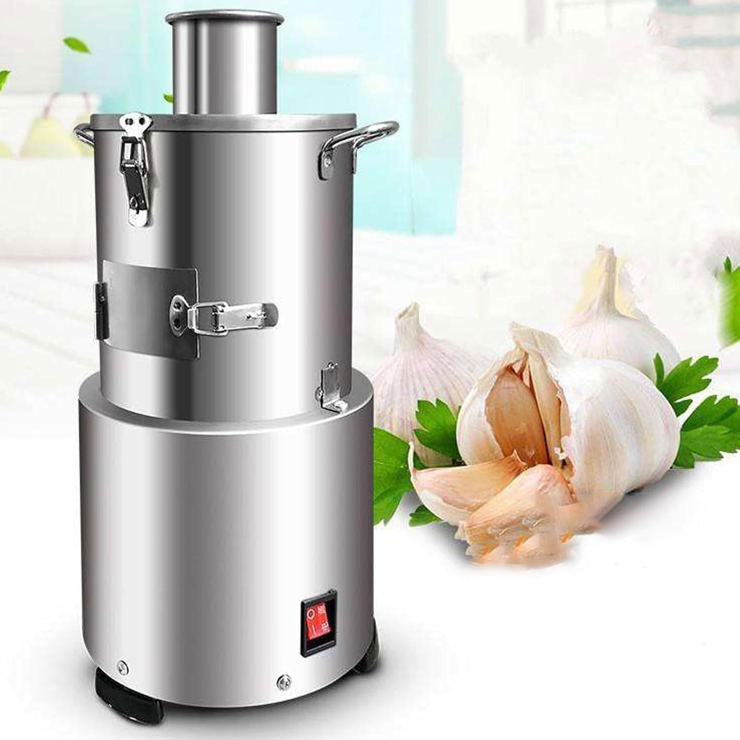 YXZYFPP 200W Electric Garlic Peeler - Stainless Steel Commercial Garlic Separator for Restaurants & BBQ - High Capacity 30kg/h, Fast & Efficient Garlic Processing