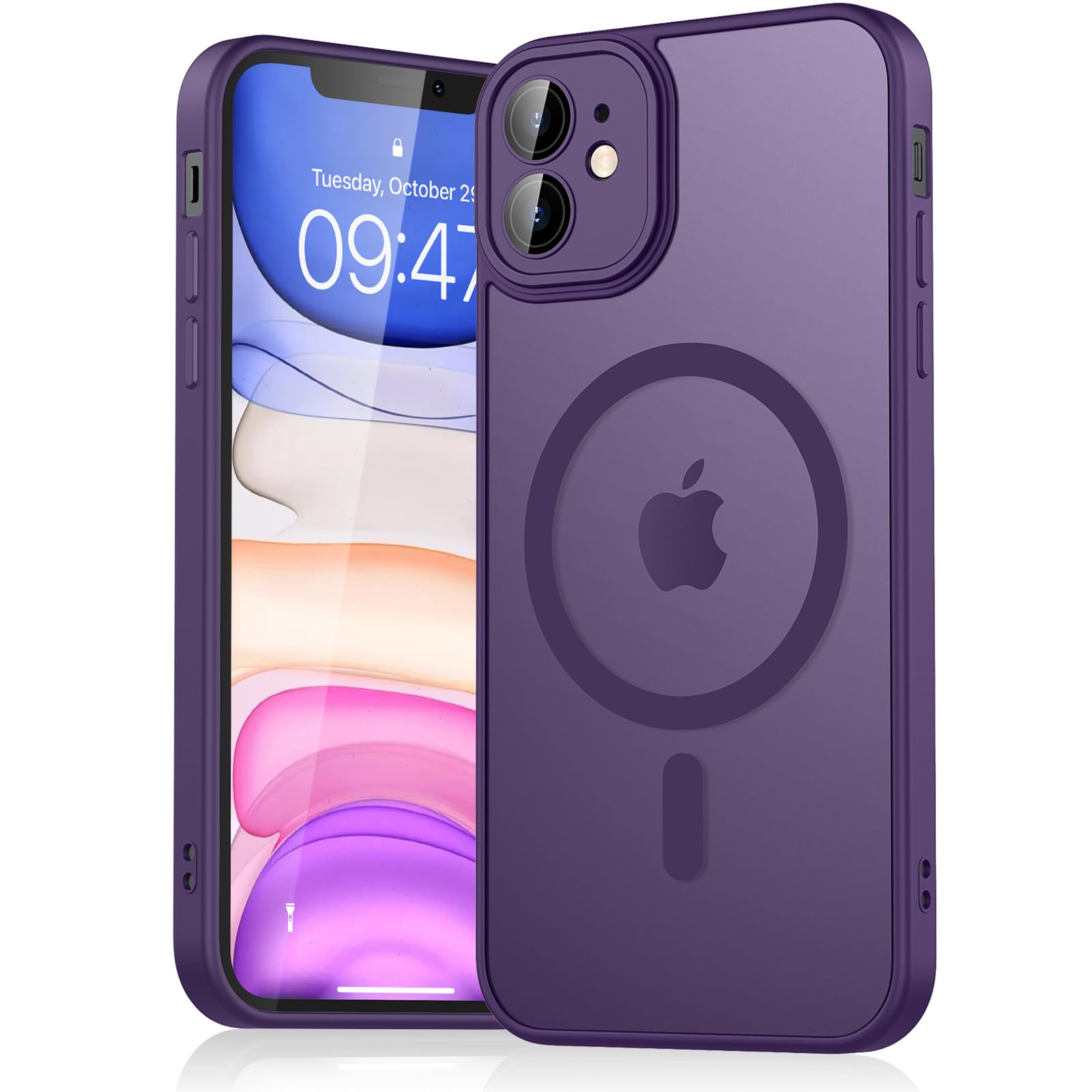 iPhone 11 Case, Phone cover for iPhone 11 Magnetic Case with Mag Safe Translucent Matte Slim Shockproof Anti-Fingerprint Protective Cover for iPhone 11 6.1’’ (Purple)