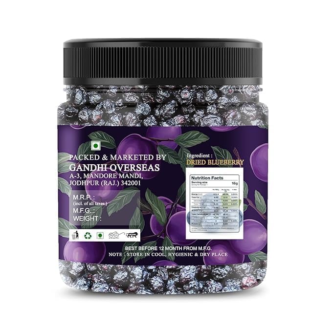 Image of Afghani Farm Blue Berries Dried Blueberries | Vegan Healthy Dried Berries | Plant Based | Healthy and Tasty | No added preservatives | Ideal for Snacking (1kg) VG