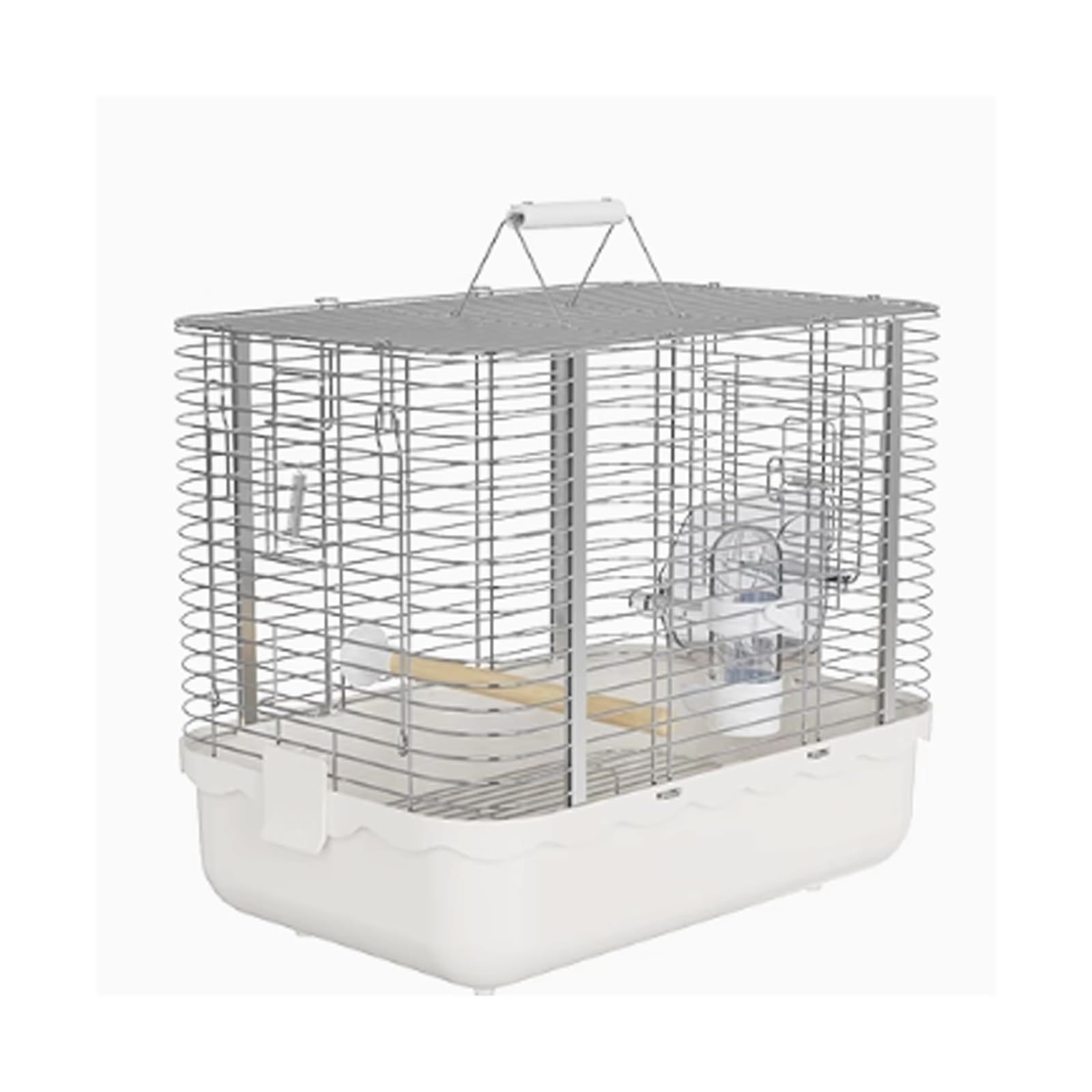 Jaula para pájaros, Jaula para Loros de Acero Inoxidable, Jaula portátil Horizontal de Gran tamaño para Transporte de Aves (Blanca).