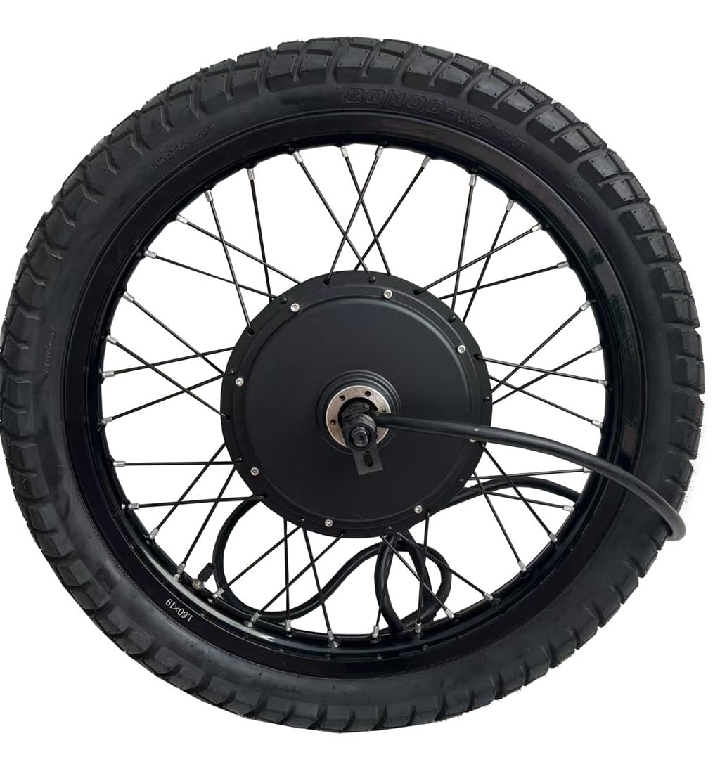 QS 205 150mm Dropout 5000W Motor, 19 * 1.6 Black Rim with Rear 3.5T high Speed QS 5000W Motorwheel with 80/100-19 Street tire