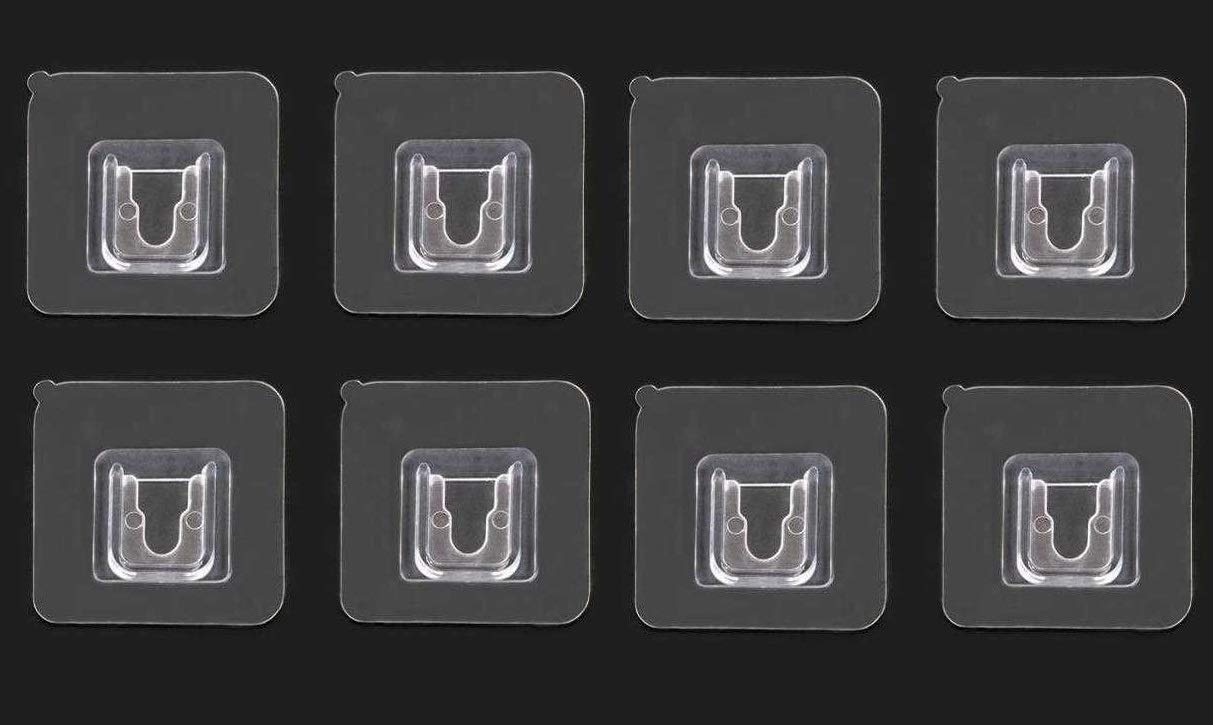 mohak plastic strong self adhesive magic hook bathroom waterproof sticky multi-functional snap fastener creative home wall mount sticker shelve soap box (set of 8 pcs)