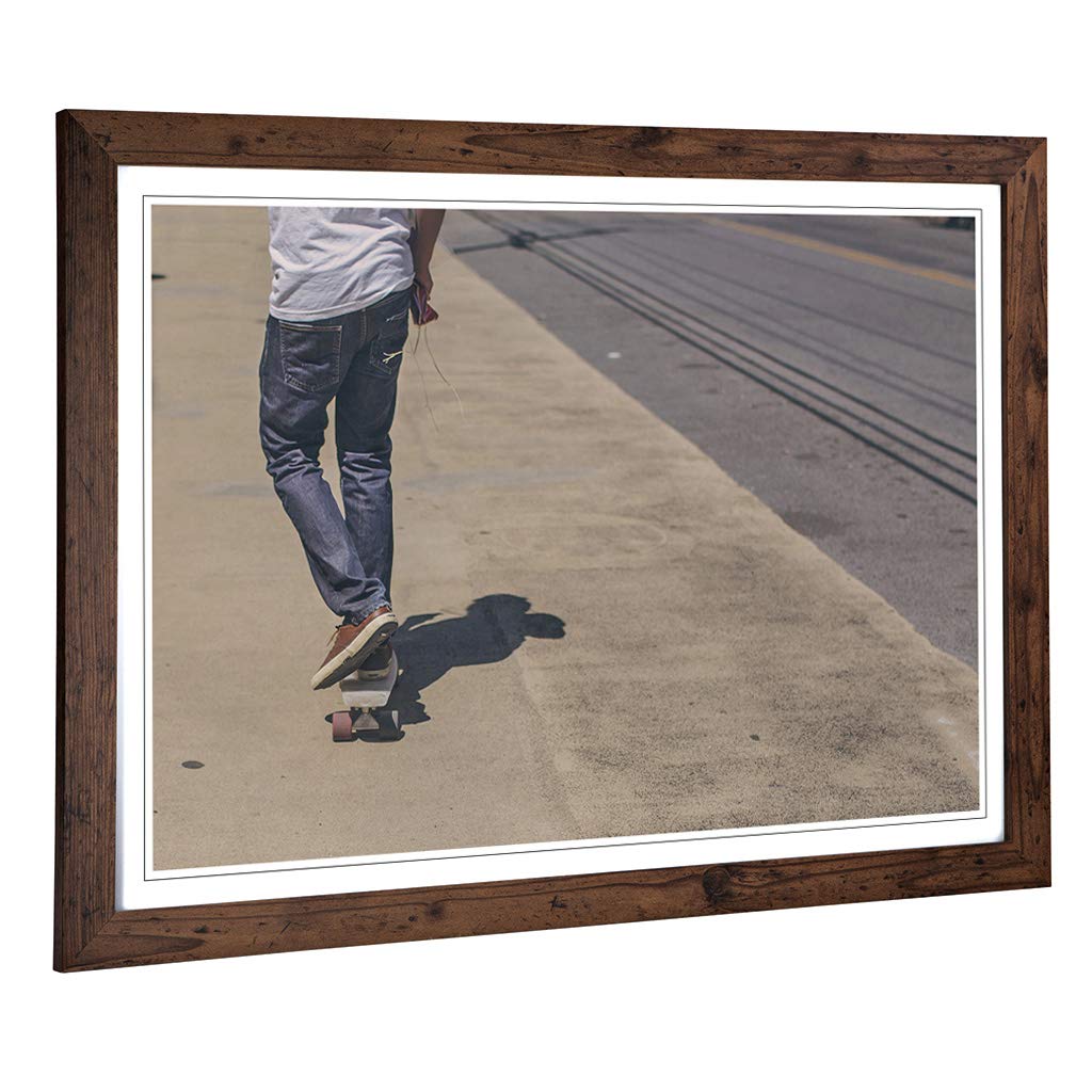 Big Box Art Framed Print of Skateboarder Design | Wall Art Picture | Home Decor for Kitchen, Living, Dining Room, Lounge, Bedroom, Hallway, Office, Walnut, A2 / 24.5x18 Inch / 62x45cm