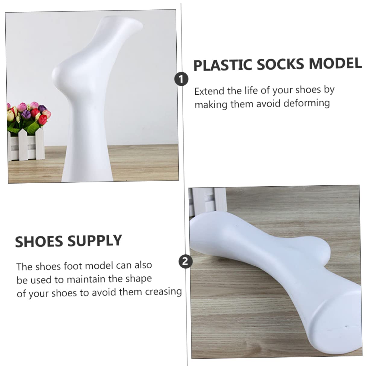 MUCKLILY Shoe Form Display Men Shoes Holder Plastic Foot Model for Keeping Shoes in Shape