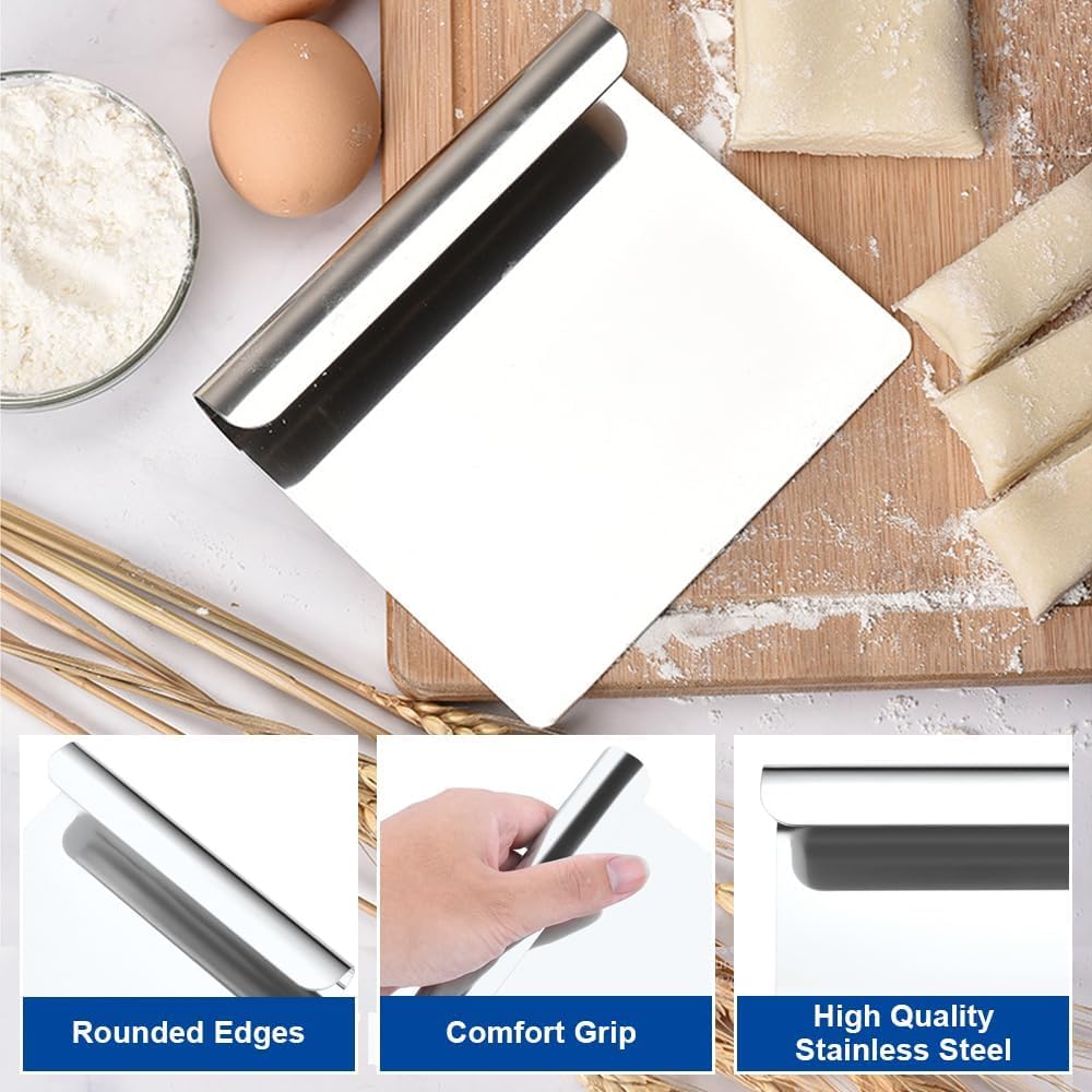 Huiguli 5-Delige Deegschraper Set, Roestvrijstalen Deegsnijder Met