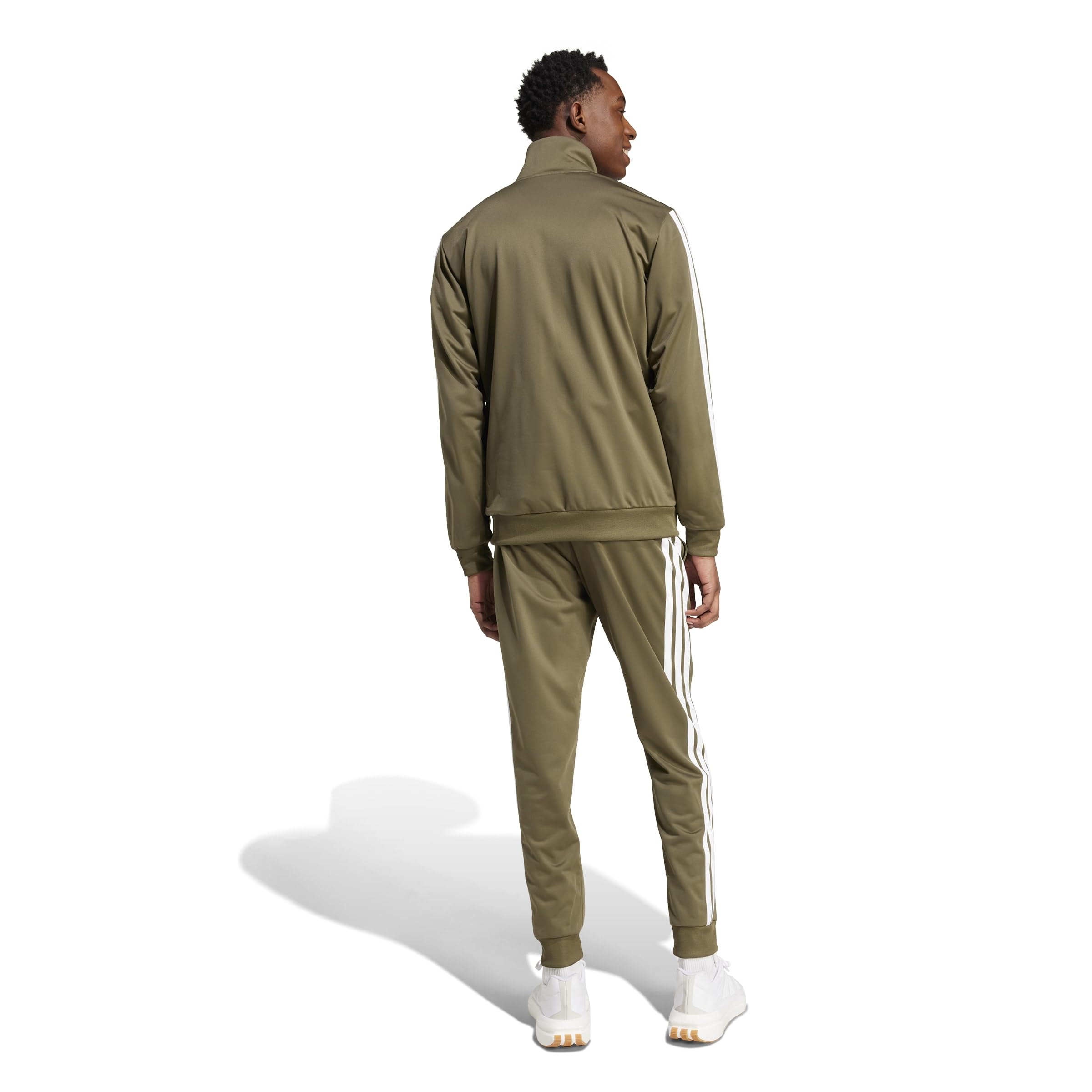 adidas Mezczyzni Sportswear Basic 3 Stripes Tricot Track Suit, olive strata/white, XL Tall
