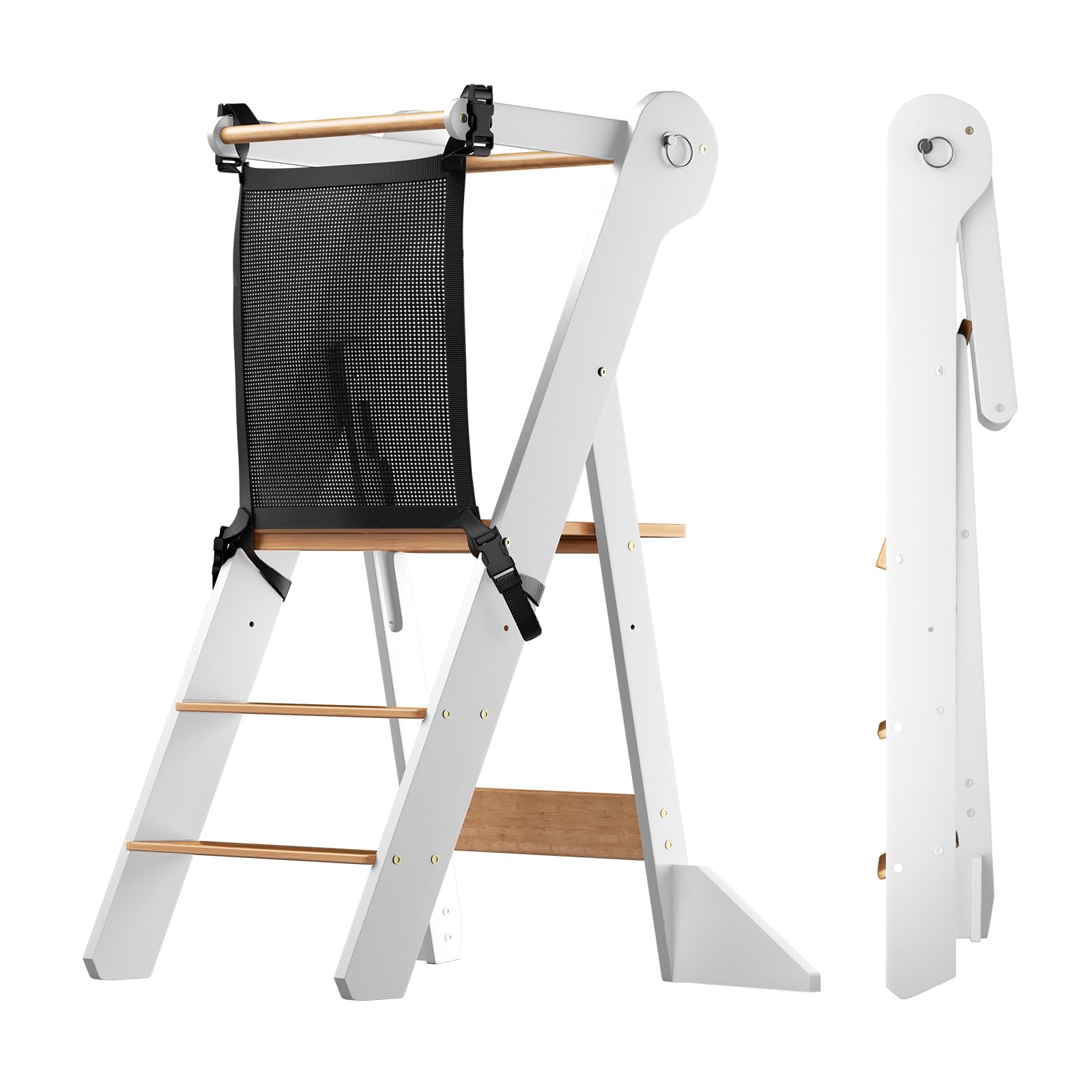 COSYLAND Toddler Standing Tower Foldable Toddler Kitchen Step Stool