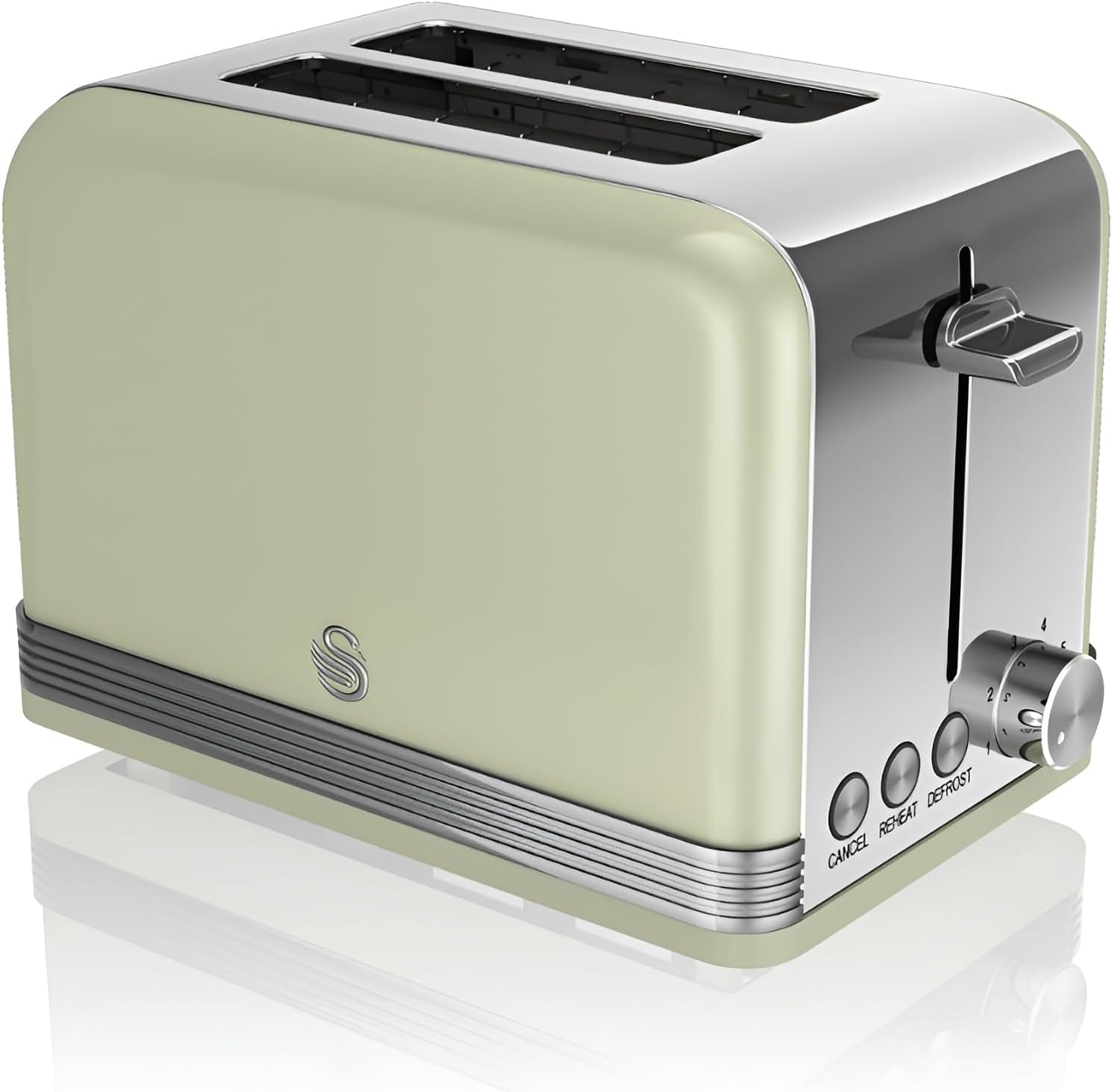 Swan ST19010GN 2 Slice Toaster, Stainless Steel, 815 W, Green