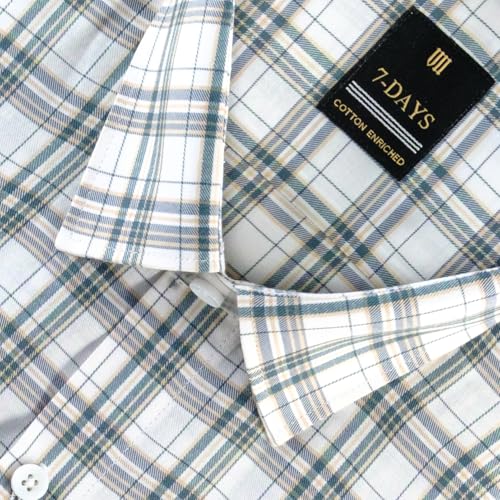 Image of 7-DAYS Men's Premium Checks Formal Shirt - Cotton Rich, Regular Fit, Full Sleeve, with Pocket, Wrinkle Resistant - Stylish Office & Everyday Wear.