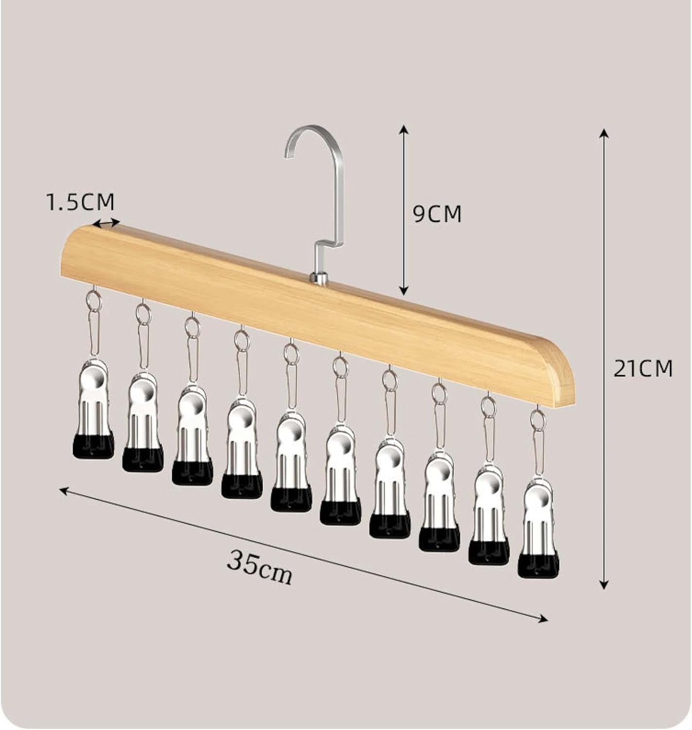 Hanging Legging Organizer for Closet,Wooden Yoga Pants Hangers with 10 Clips,360° Rotating Space-Saving Closet Organizer for Leggings, Scarves, Hats, Socks, Bras (3)