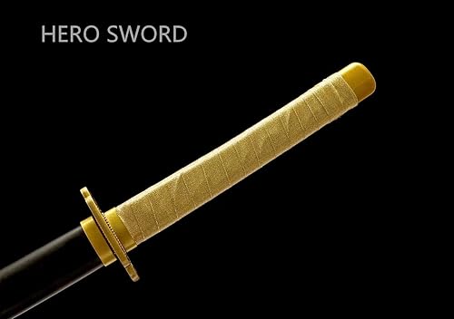 Miniatura 9 de Espada Demon Slayer, Katana samurái de acero al carbono 1060 hecha a mano, hoja de corte afilada de metal de espiga completa, espada de anime