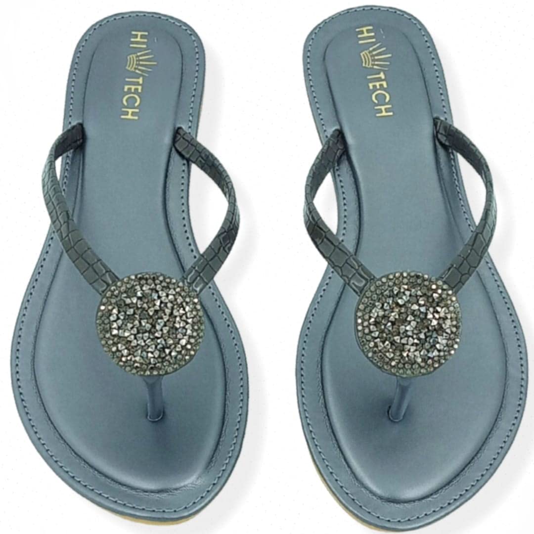 LEGS GO Grey Stylish Round Stone Design Straps flats for women and girls, Casual and Ethnic Wear(size - 08) (B0BW73SD5J) Amazon Price History, Amazon Price Tracker