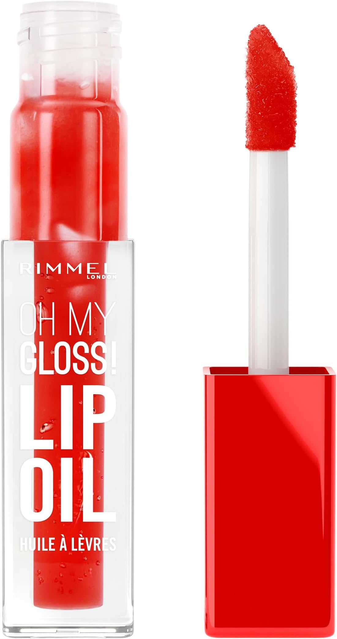 Rimmel Oh My Gloss! Lip Oil 004 Vivid Red, Juicy Shine, Hydrates & Naturally Plumps, Moisture Boost, Vitamin E, Replenishes & Restores the Lips, Coconut Oil, Non-Sticky, Vegan & Cruelty Free