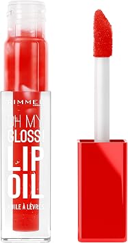 Rimmel Oh My Gloss! Lip Oil 004 Vivid Red, Juicy Shine, Hydrates & Naturally Plumps, Moisture Boost, Vitamin E, Replenishes & Restores the Lips, Coconut Oil, Non-Sticky, Vegan & Cruelty Free